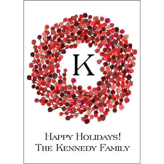 Red Berry Wreath Flat Holiday Cards